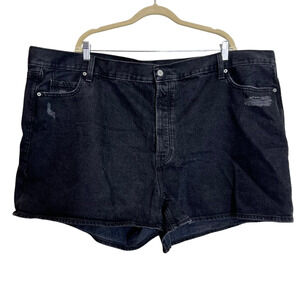 Old Navy Womens Black Denim Shorts Plus Size 26 High Rise Slouchy Straight
